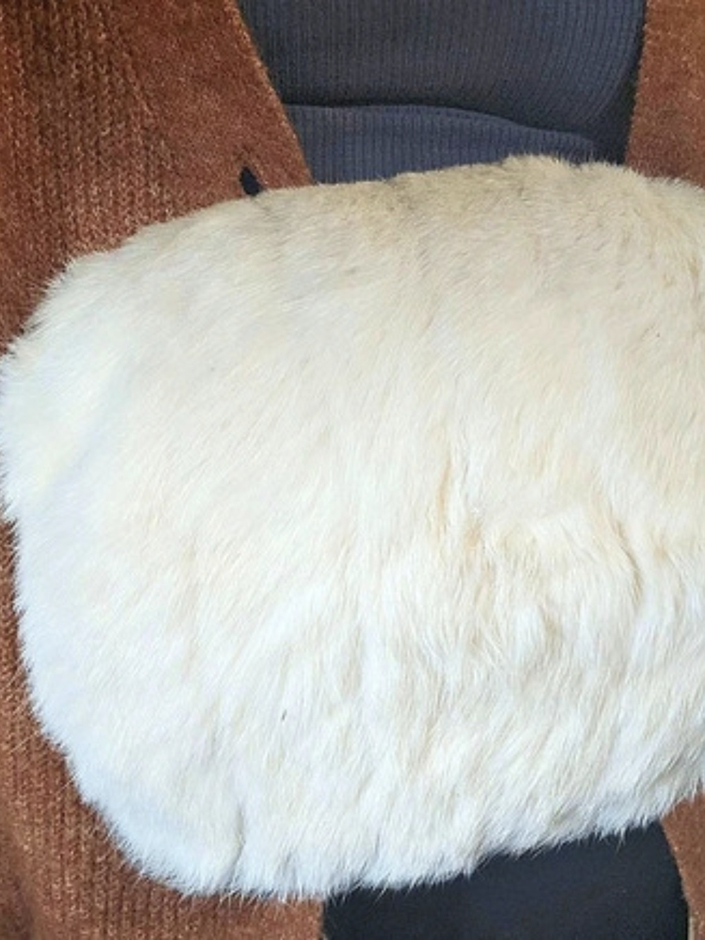 Vintage Ivory Genuine Fur Hand Muff/Hand Warmer4